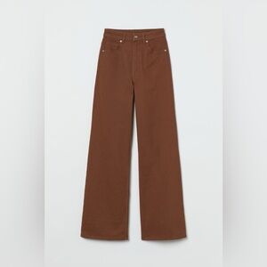 H&M brown denim wide leg pant